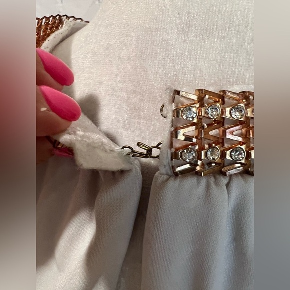 Purple Snow White Maxi Dress With Gold Rhinestone Halter Neck Small - Picture 6 of 7